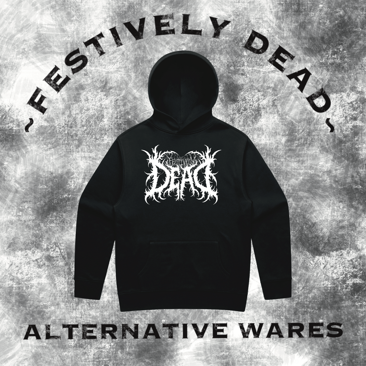 Festively Dead Metal Font Hoodie