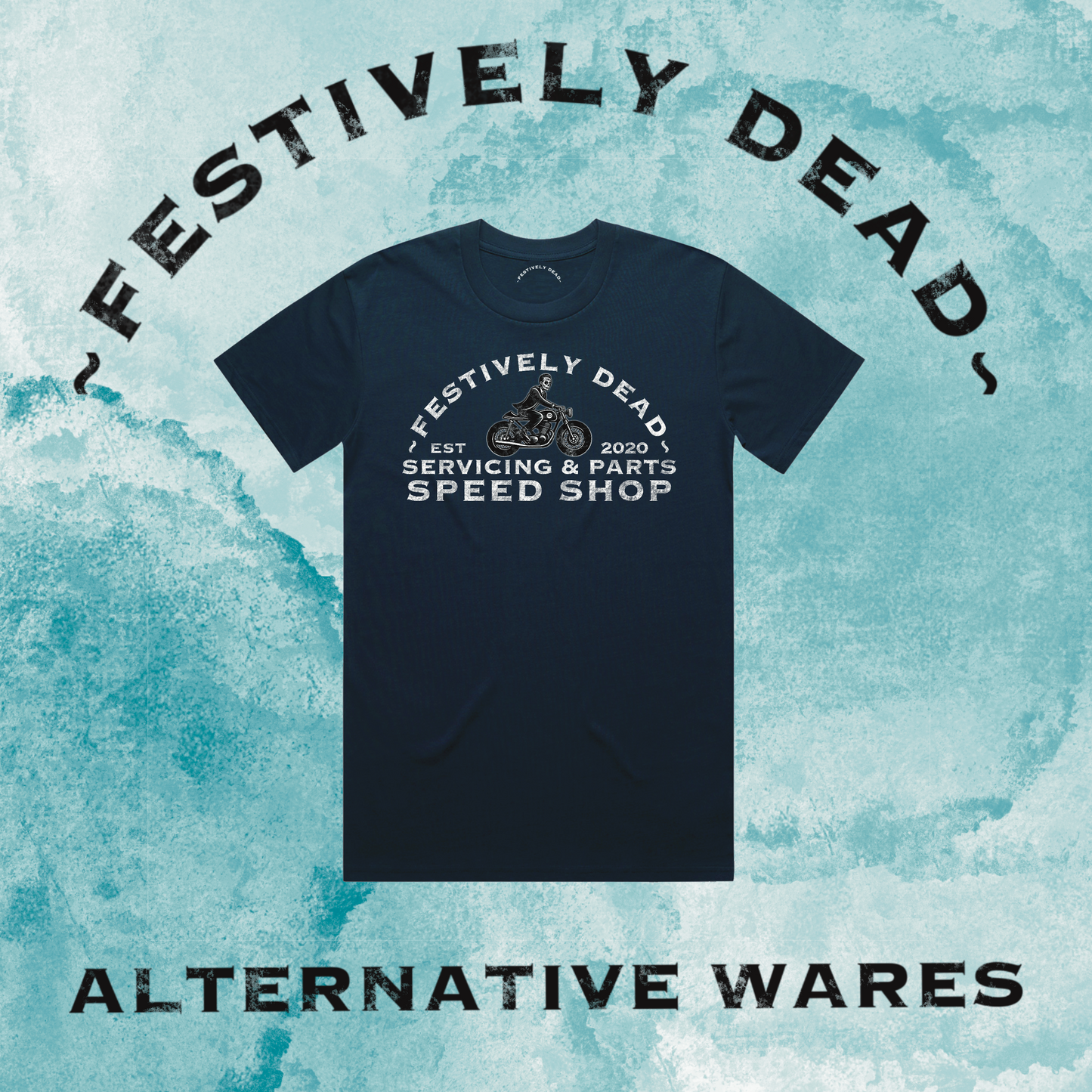 Festively Dead Speed Shop Front Print