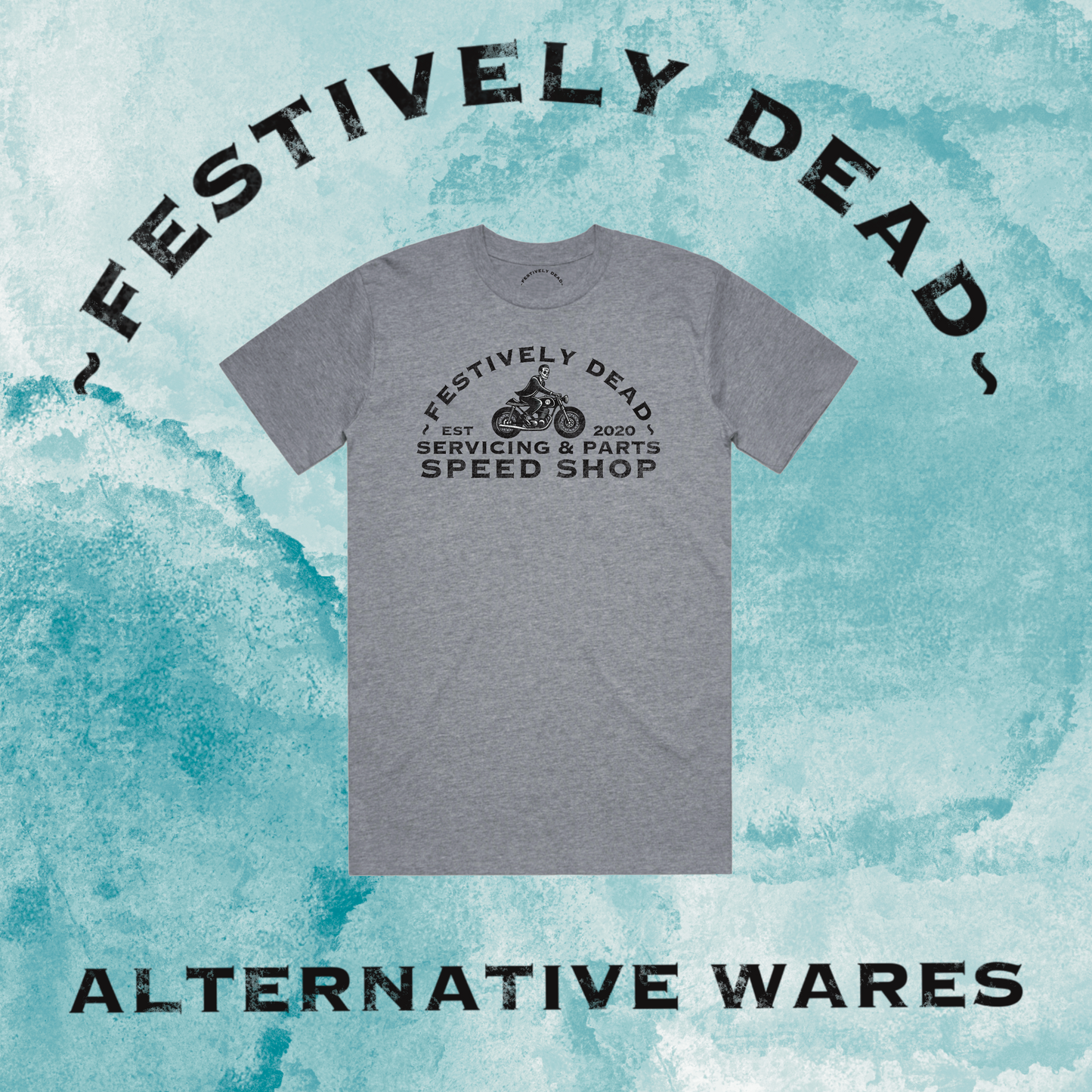 Festively Dead Speed Shop Front Print