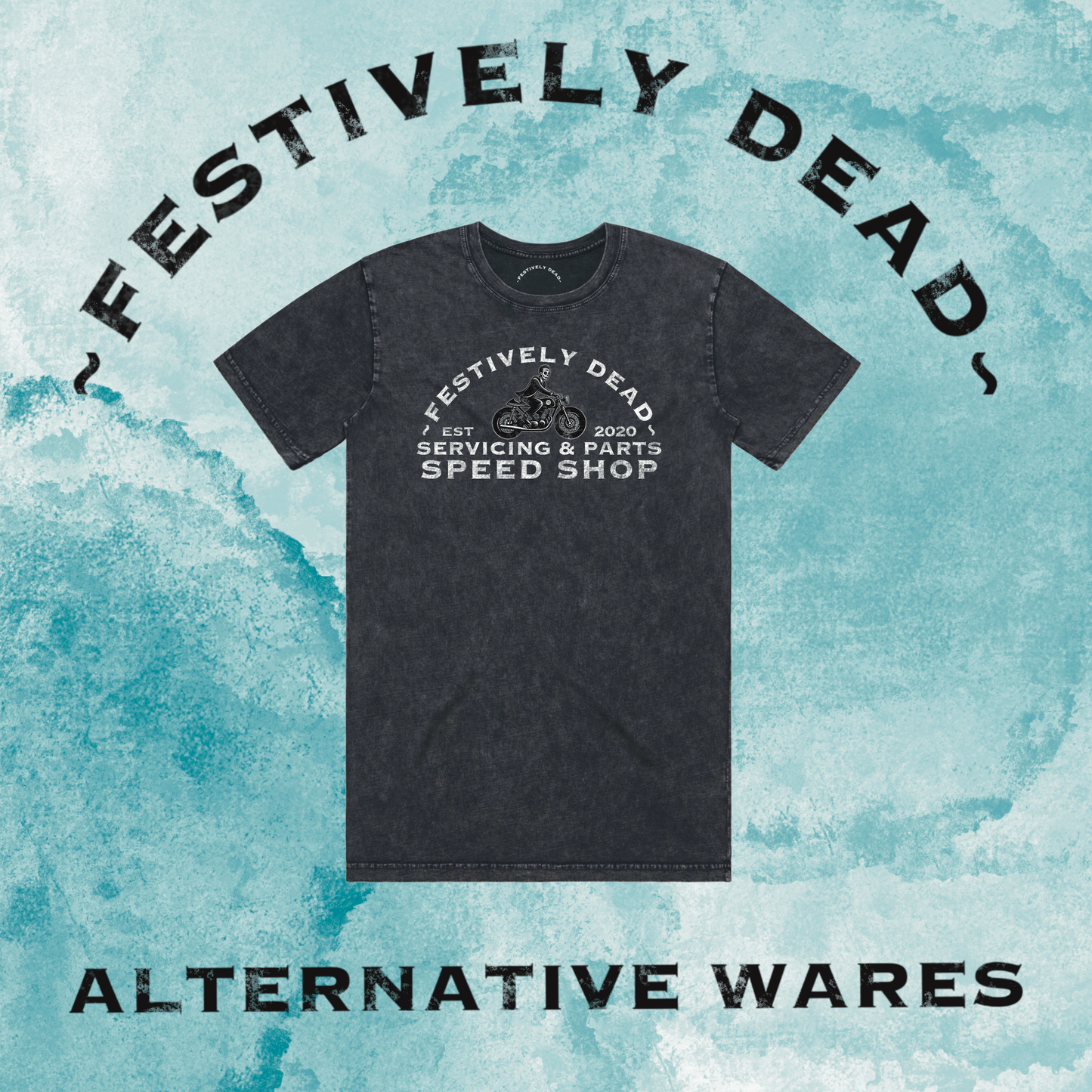 Festively Dead Speed Shop Front Print