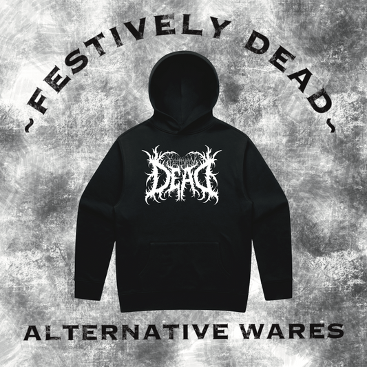 Festively Dead Metal Font Hoodie