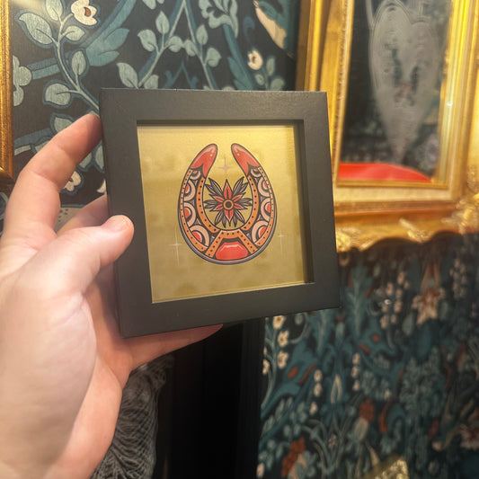 Lucky Horseshow Traditional Tattoo Framed Art