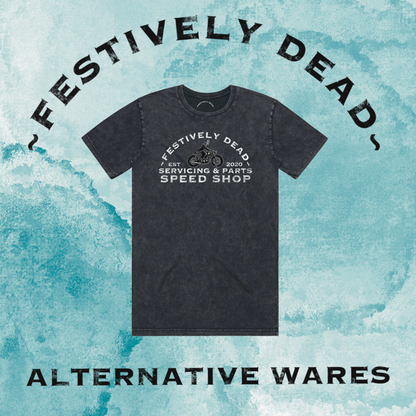 Festively Dead Speed Shop Front Print